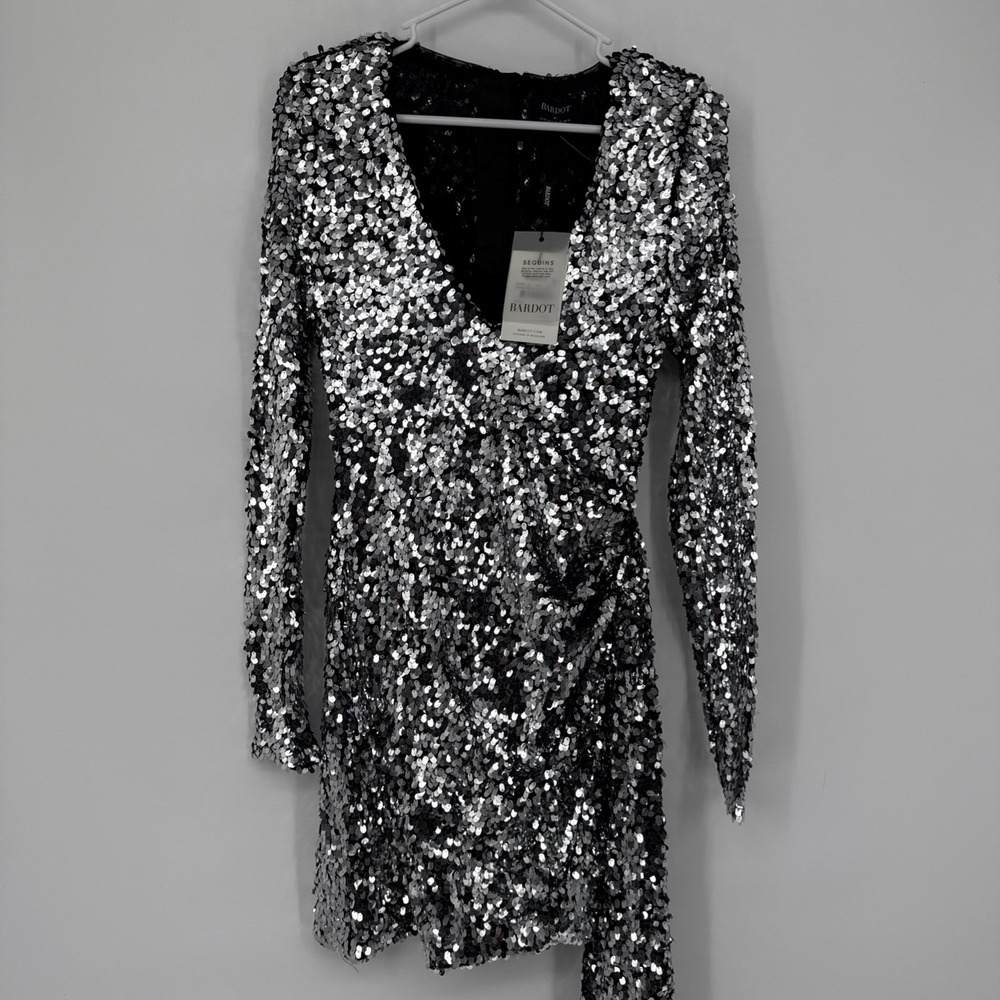 NWT Bardot Ayanna Sequin Mini Dress‎ Womens 6 Disco Glamour Cocktail Prom Glitz